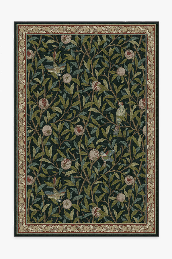 Morris And Co Bird Pomegranate — Halı, Turkuaz Yeşil, AREA, beyaz zemin, 6x9