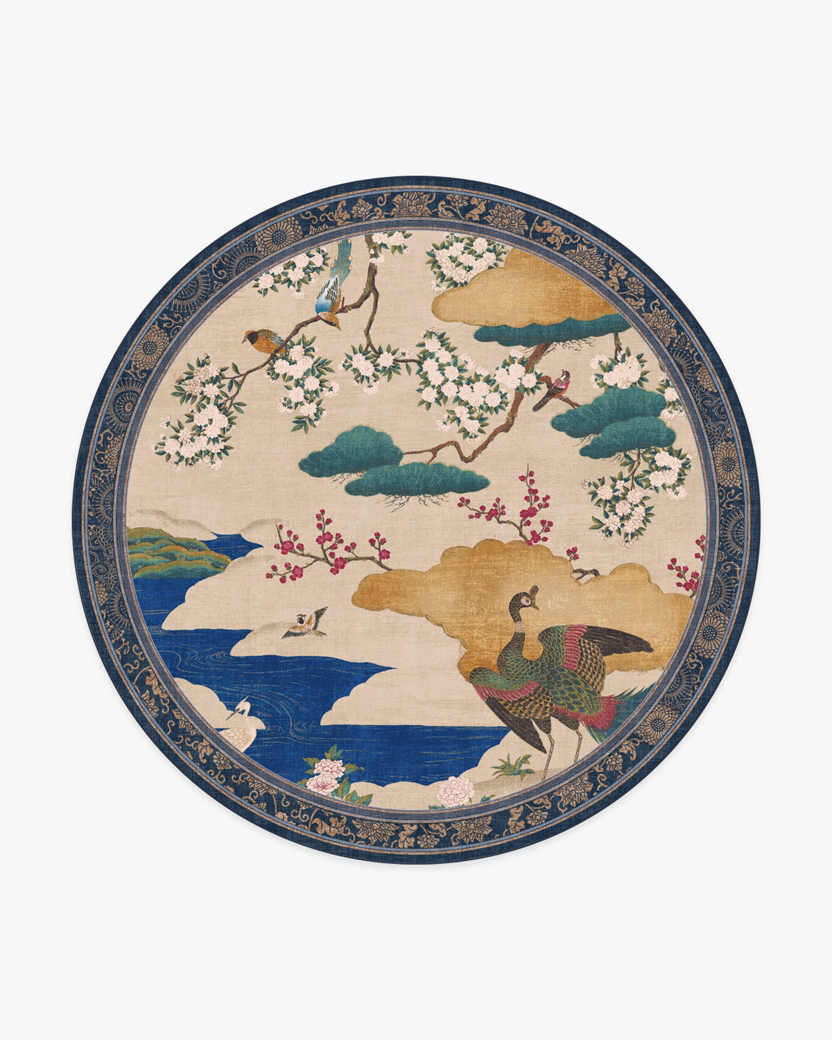 Kano Garden — Halı, Çok Renkli, ROUND, beyaz zemin, 8R