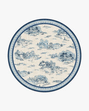 Provence Toile — Halı, Delft Mavisi, ROUND, beyaz zemin, 8R