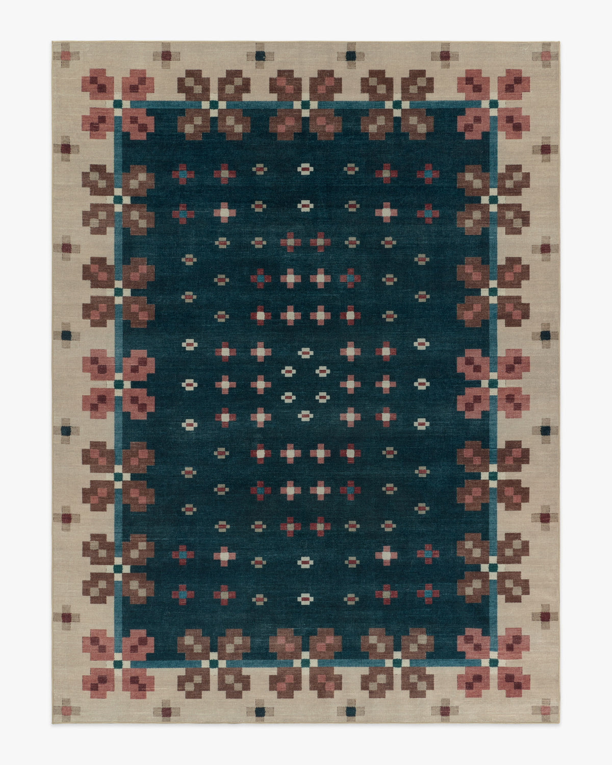 Clove — Halı, Lacivert, AREA, beyaz zemin, 9x12