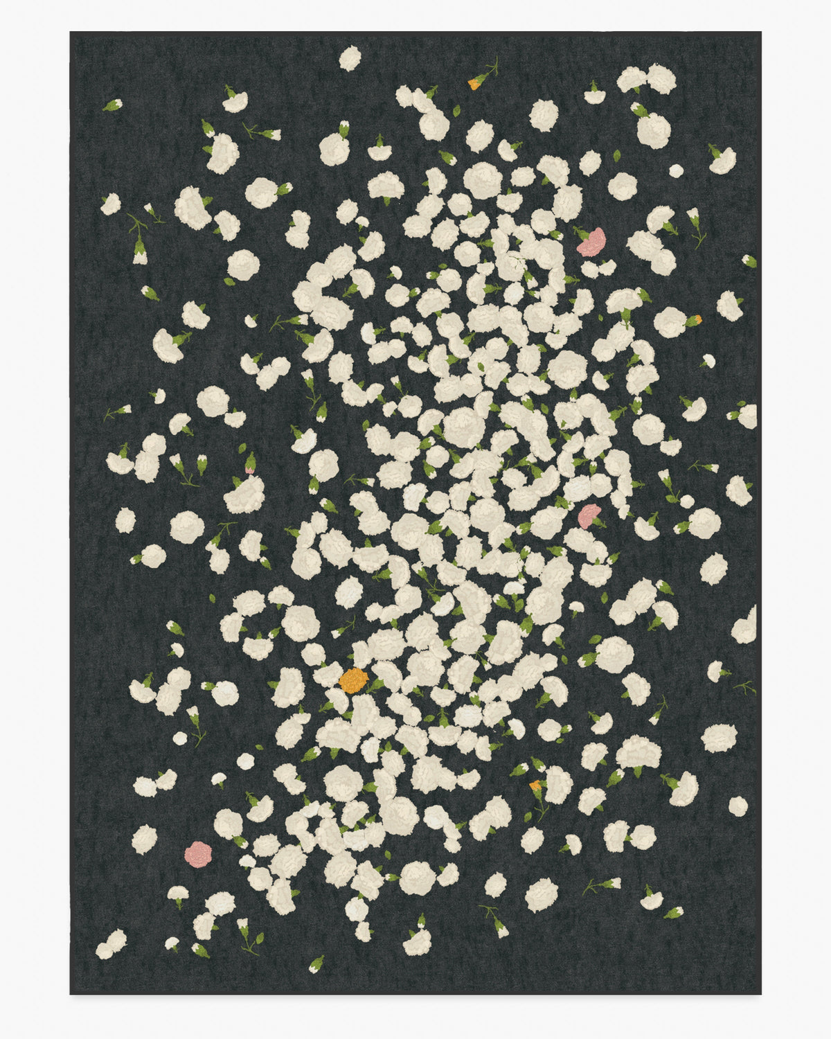 Fluttering Carnations — Halı, Antrasit Fildişi, AREA, beyaz zemin, 10x14