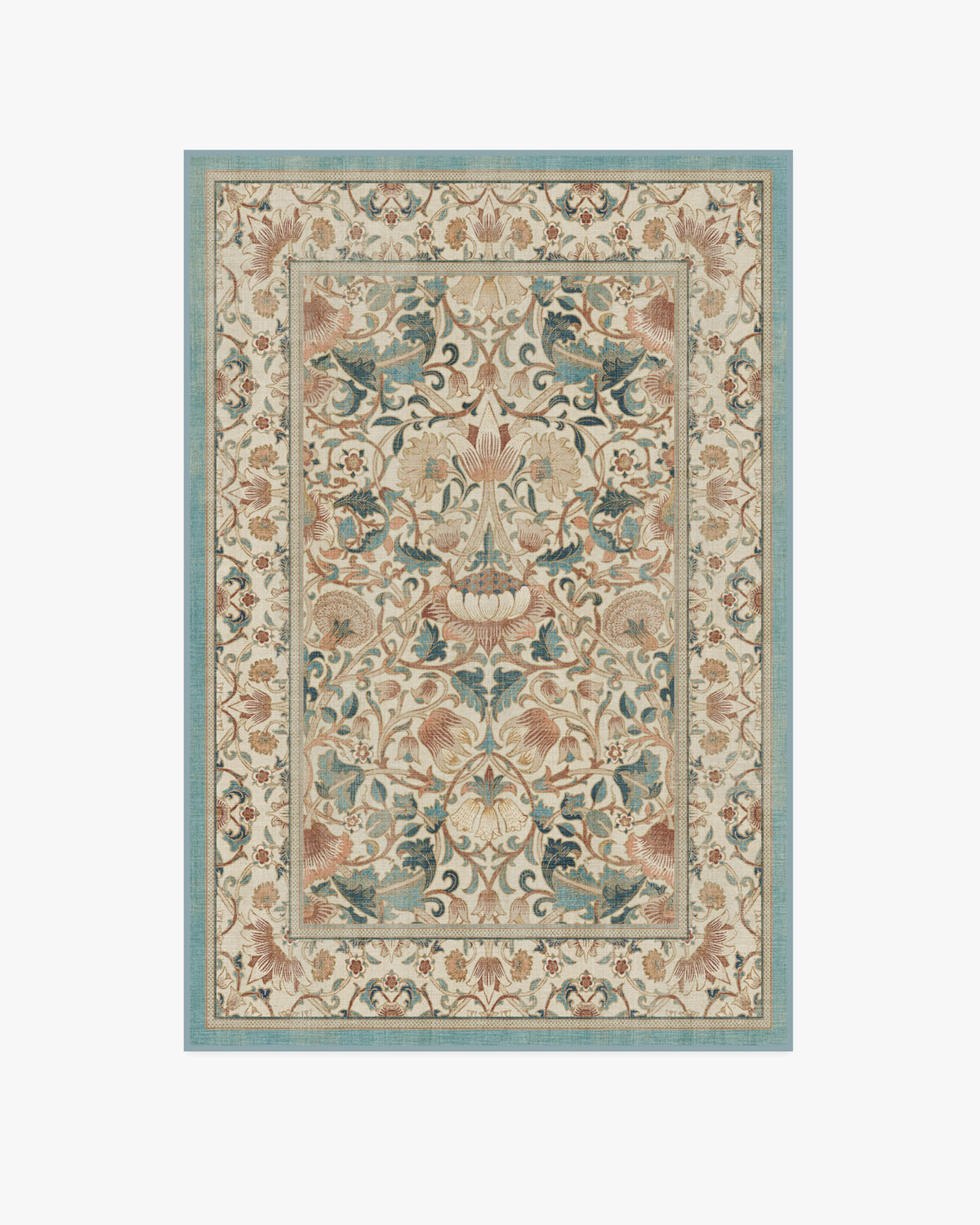 Morris And Co Lodden — Halı, Soft Gül Turkuaz, AREA, beyaz zemin, 4x6