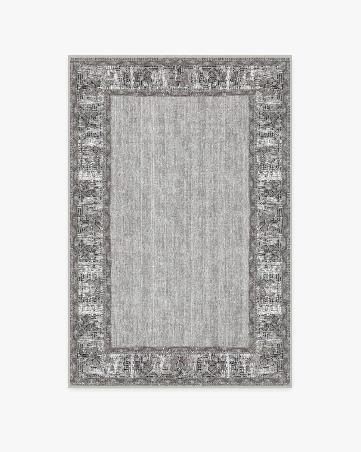 Vintage Daisy Bordered — Halı, Gri, AREA, beyaz zemin, 4x6