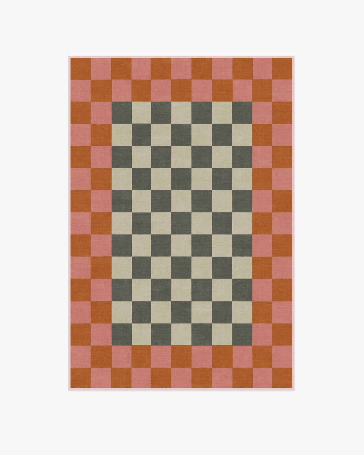 Checker Border — Halı, Pembe Turuncu, AREA, beyaz zemin, 4x6