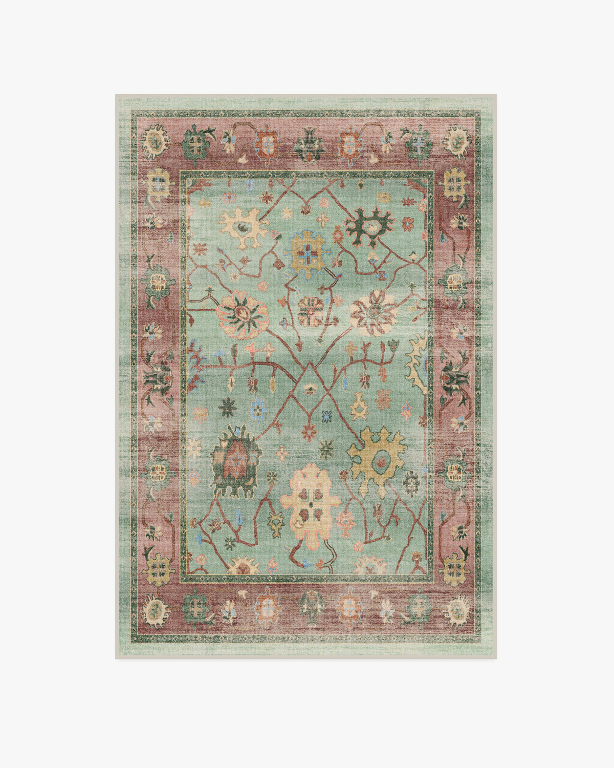 Jemima — Halı, Adaçayı Yeşil ve Kırmızı, AREA, beyaz zemin, 4x6