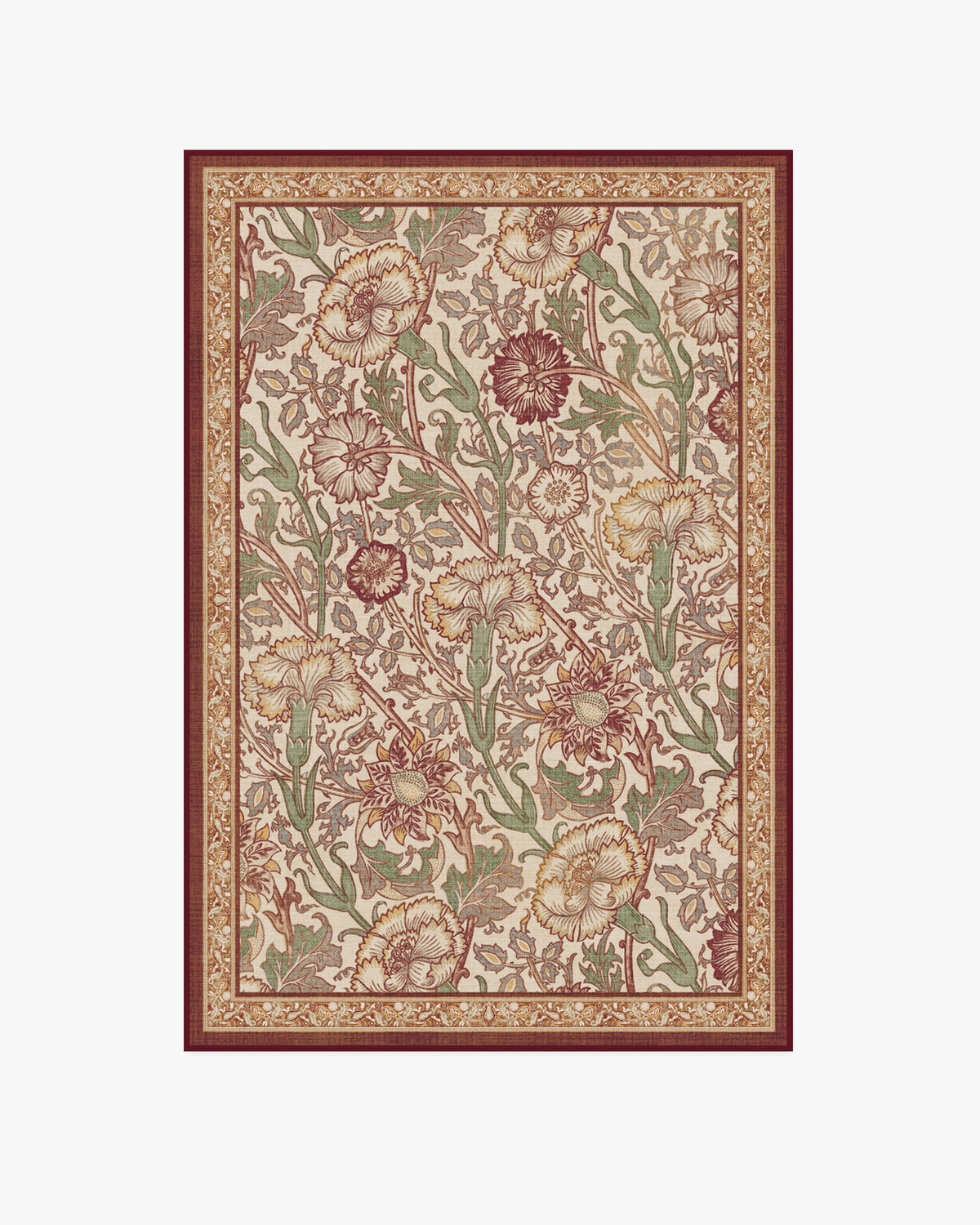 Morris And Co — Halı, Pembe Gül Bordo, AREA, beyaz zemin, 4x6