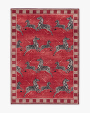 Zebras — Halı, Kırmızı, AREA, beyaz zemin, 5x7