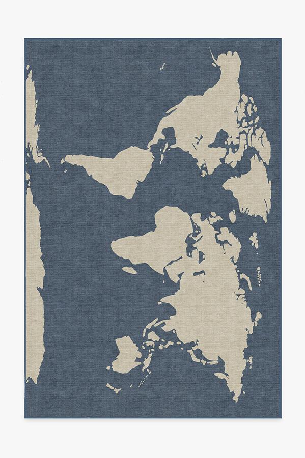 World Map — Halı, Mavi, AREA, beyaz zemin, 6x9