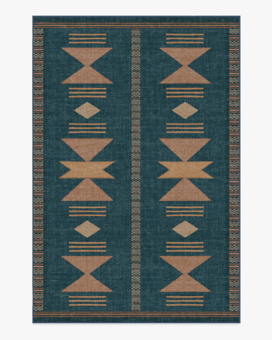 Lark — Halı, Mavi Gül, AREA, beyaz zemin, 6x9