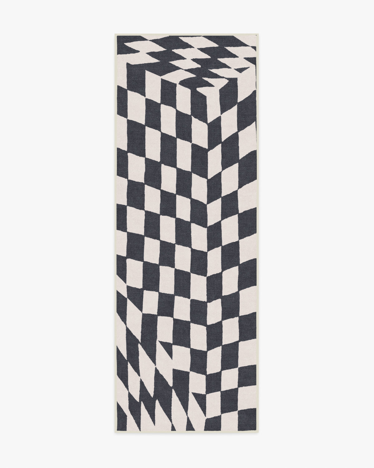 Ricardo Checkerboard — Halı, Fildişi Siyah, RUNNER, beyaz zemin, 2x7