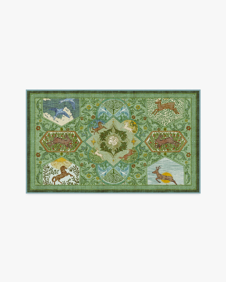 Woodland Wanderer — Halı, Yeşil, AREA, beyaz zemin, 3x5