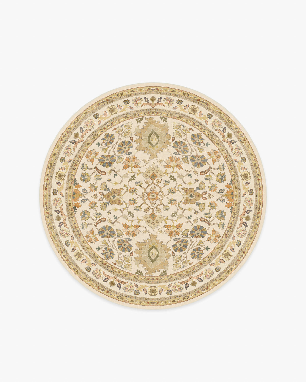 Calabria — Halı, Krem Altın, ROUND, beyaz zemin, 6R