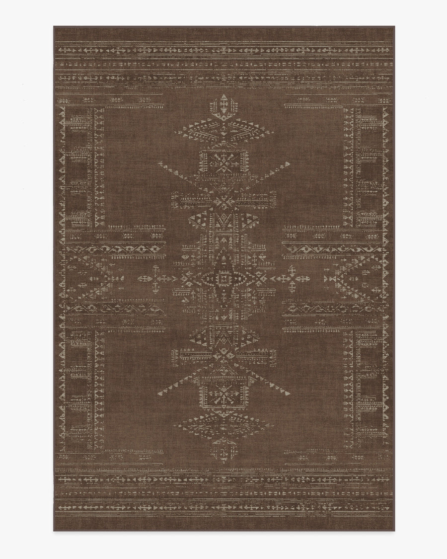 Amira — Halı, Kahverengi, AREA, beyaz zemin, 6x9