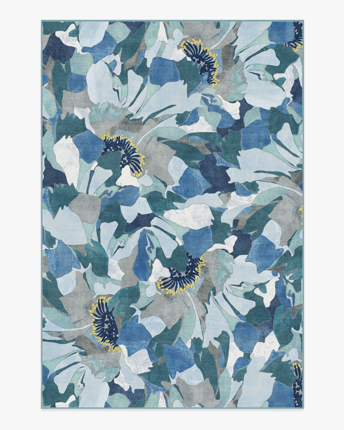 Peony Promenade — Halı, Arduvaz Mavisi, AREA, beyaz zemin, 6x9