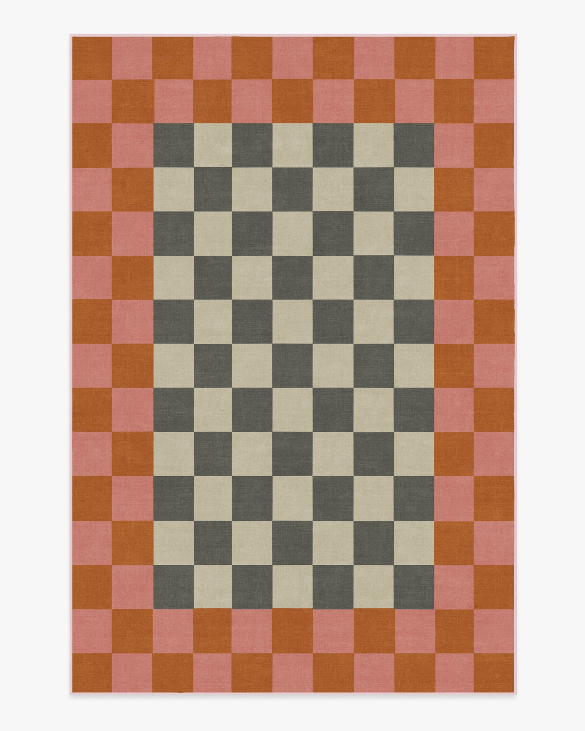 Checker Border — Halı, Pembe Turuncu, AREA, beyaz zemin, 6x9