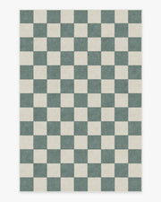 Jaque Checkered — Halı, Arduvaz Yeşil, AREA, beyaz zemin, 6x9