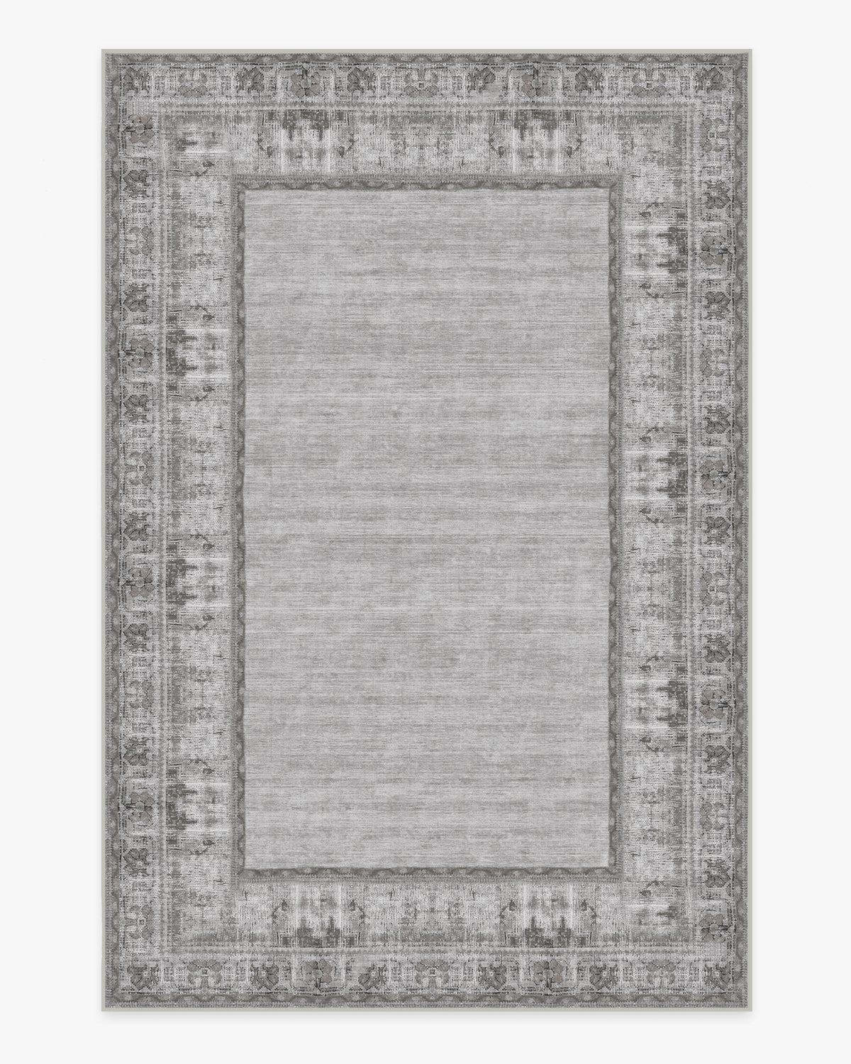 Vintage Daisy Bordered — Halı, Gri, AREA, beyaz zemin, 6x9