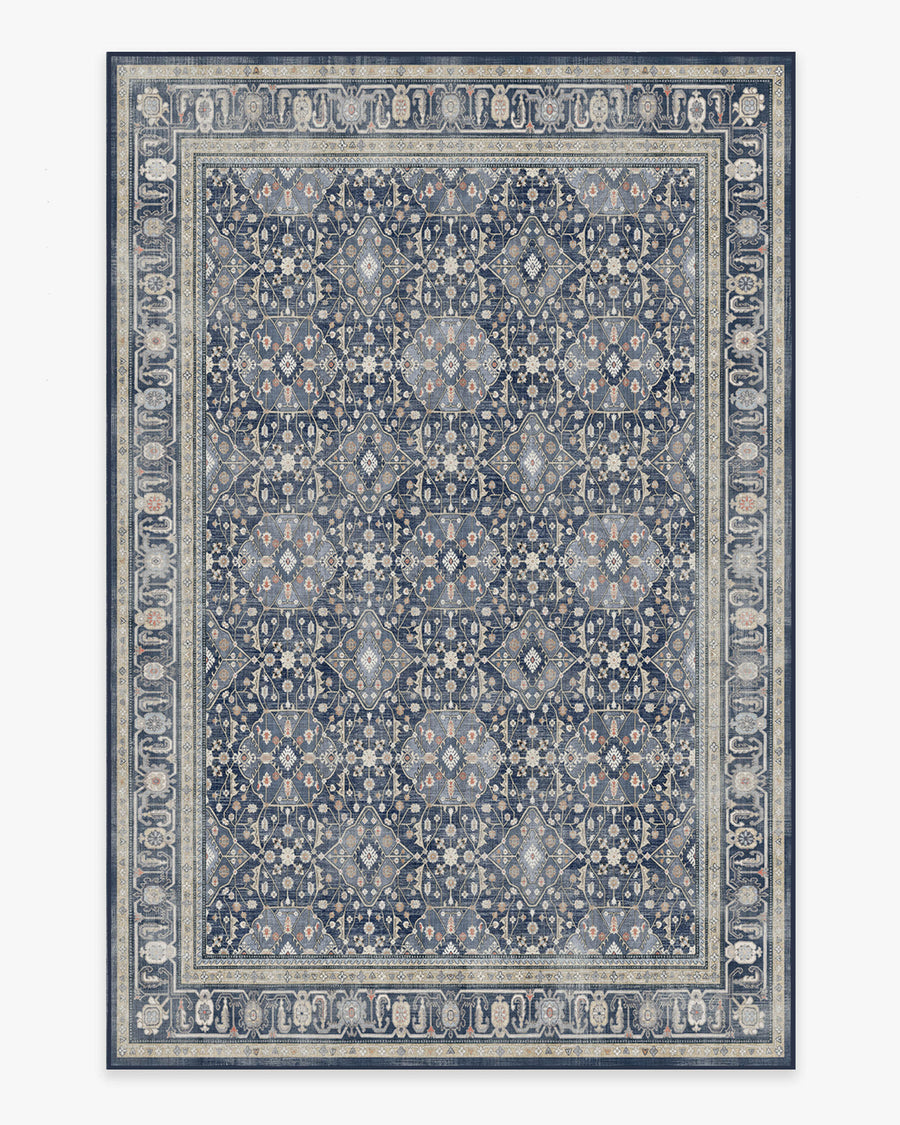 Alessia — Halı, Alacakaranlık Mavisi, AREA, beyaz zemin, 6x9
