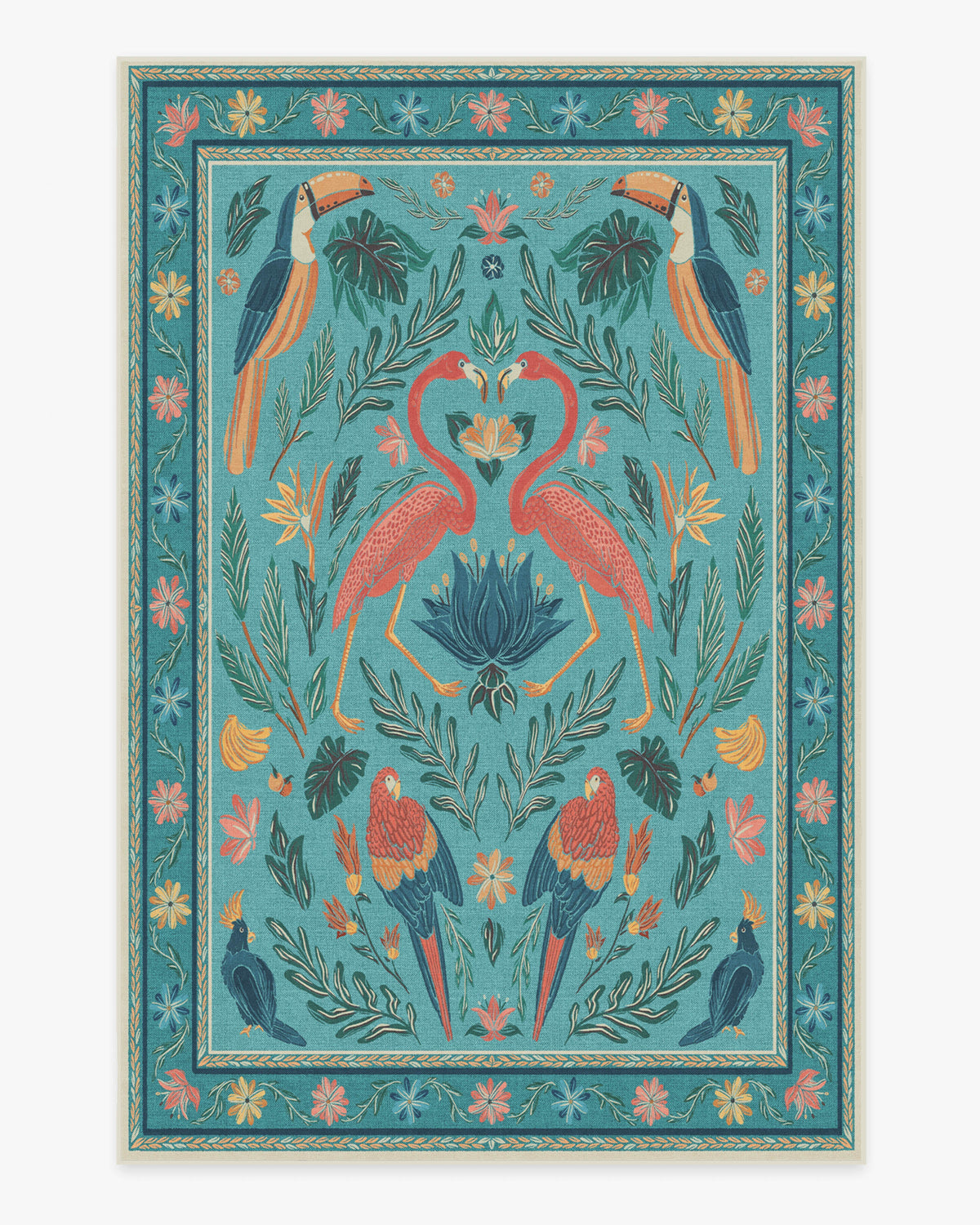 Birds Of A Feather — Halı, Su Yeşili, AREA, beyaz zemin, 6x9
