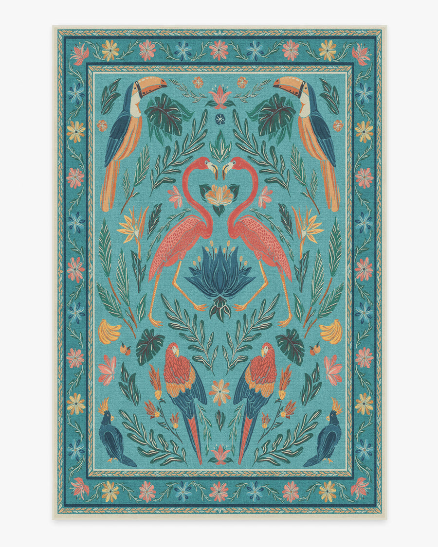 Birds Of A Feather — Halı, Su Yeşili, AREA, beyaz zemin, 6x9