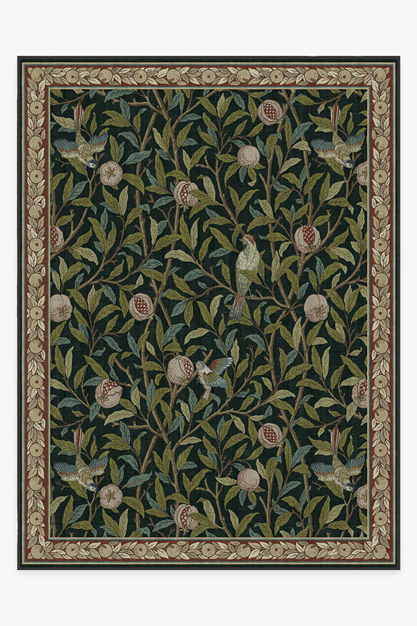 Morris And Co Bird Pomegranate — Halı, Turkuaz Yeşil, AREA, beyaz zemin, 9x12