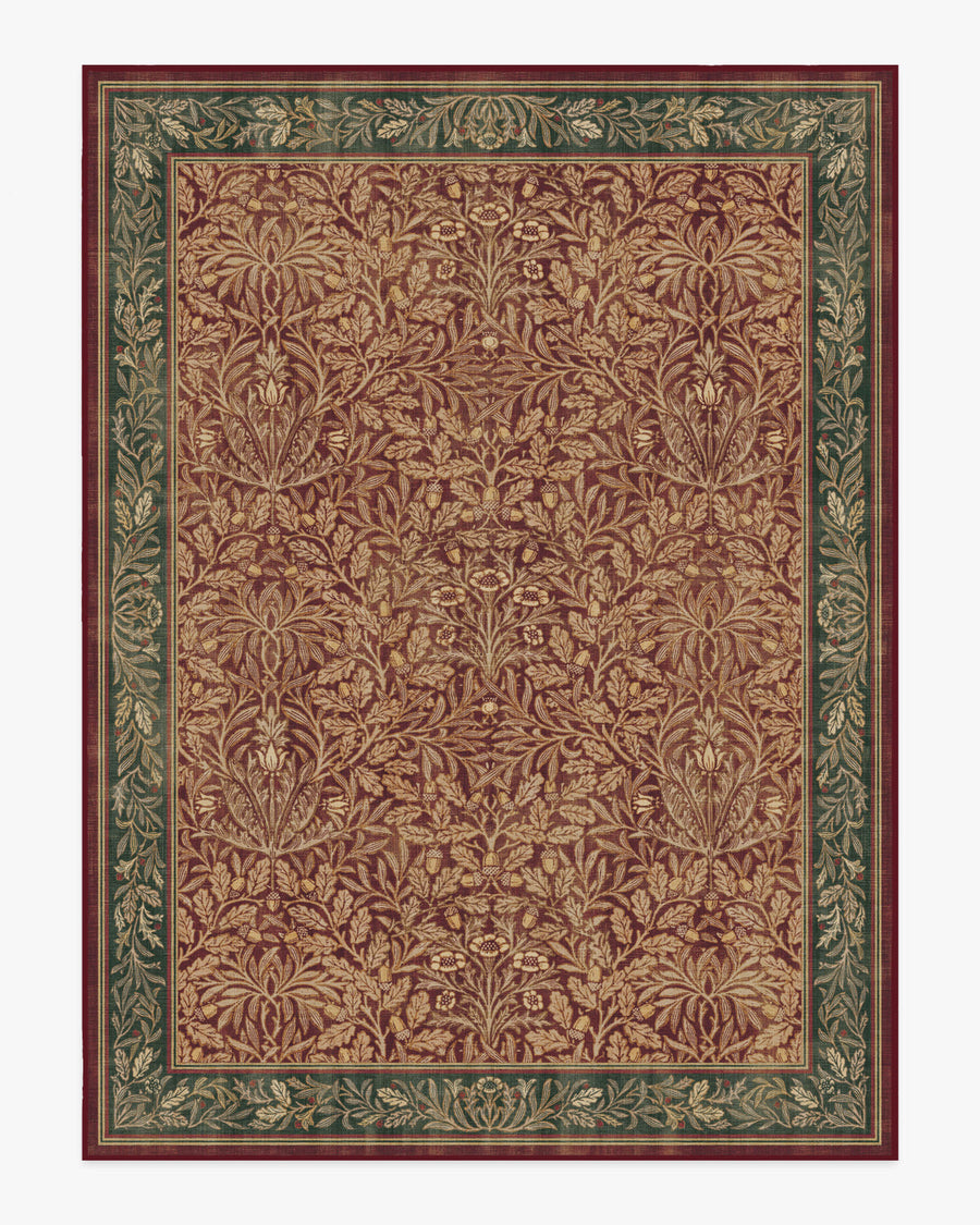 Morris And Co Acorn — Halı, Kehribar Kırmızı, AREA, beyaz zemin, 9x12