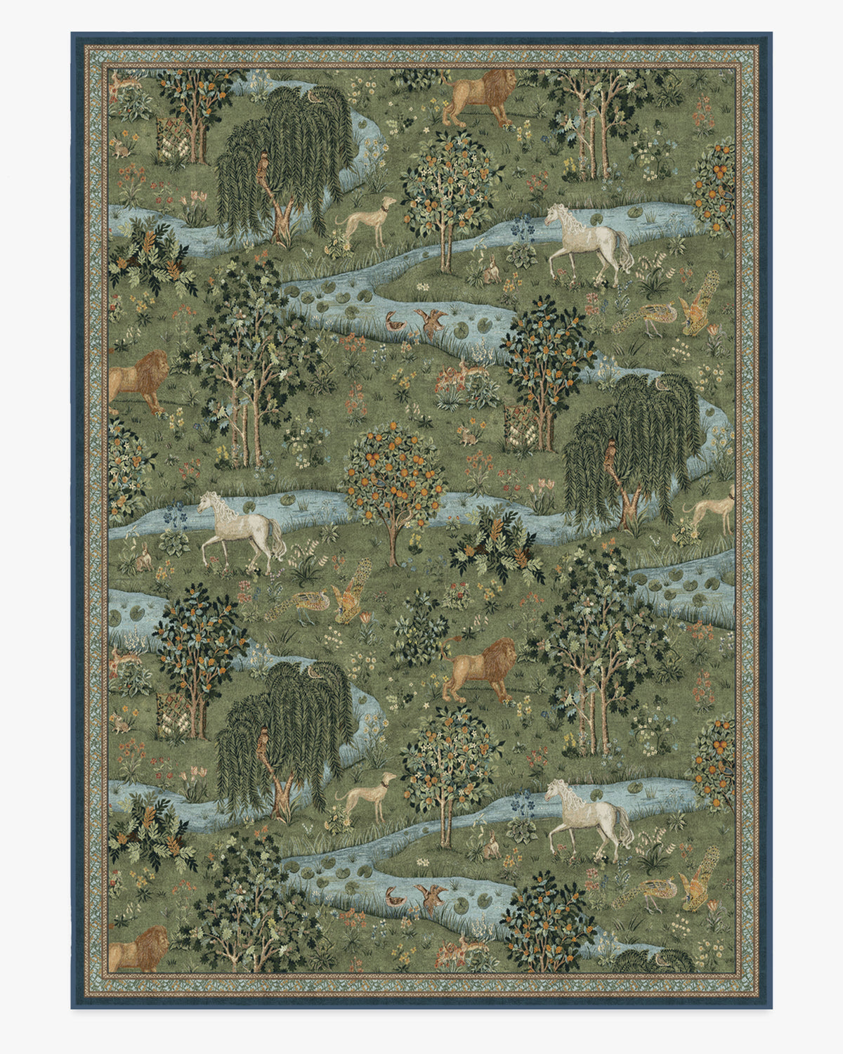 Morris And Co Owl Willow — Halı, Yeşil, AREA, beyaz zemin, 10x14