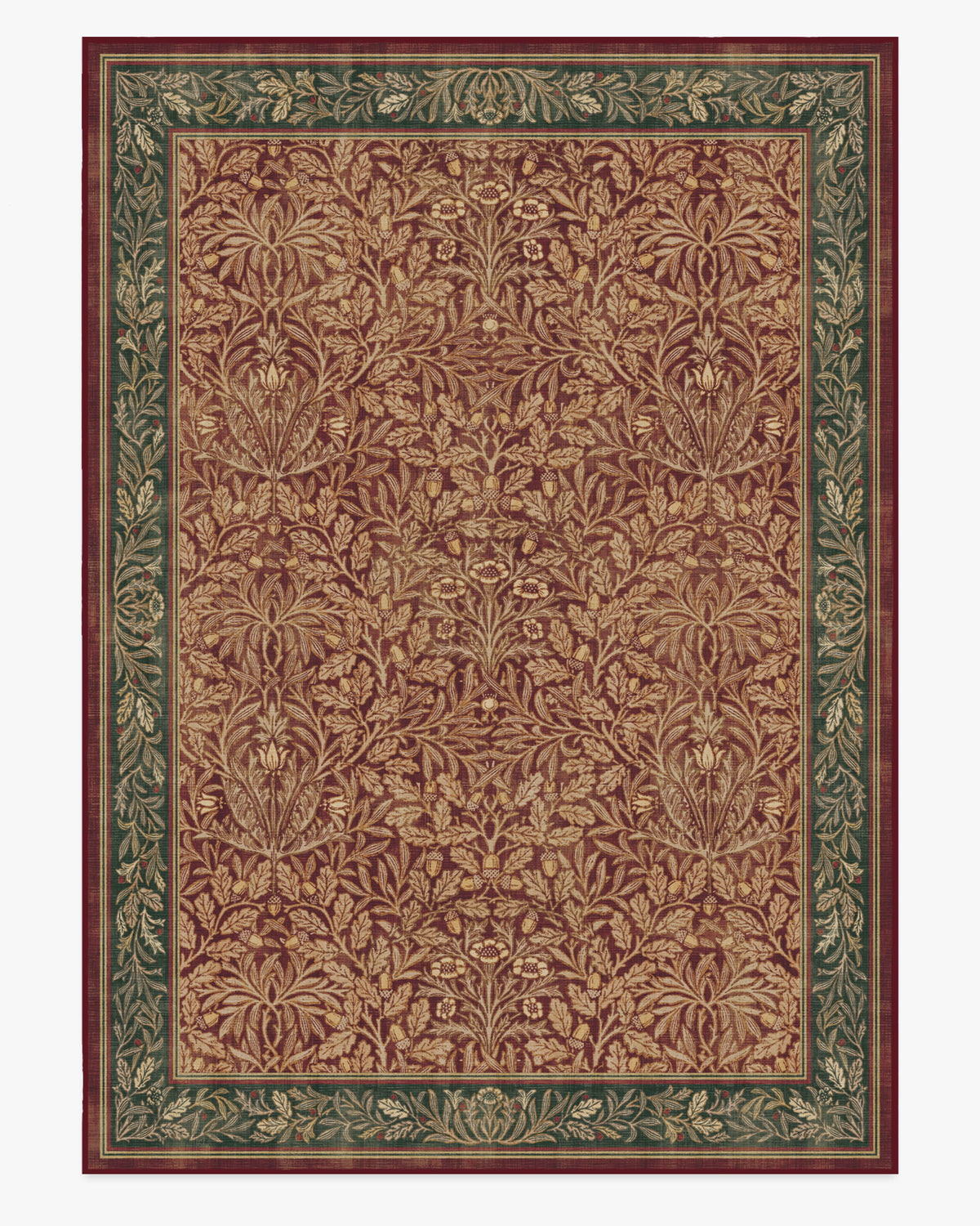 Morris And Co Acorn — Halı, Kehribar Kırmızı, AREA, beyaz zemin, 10x14