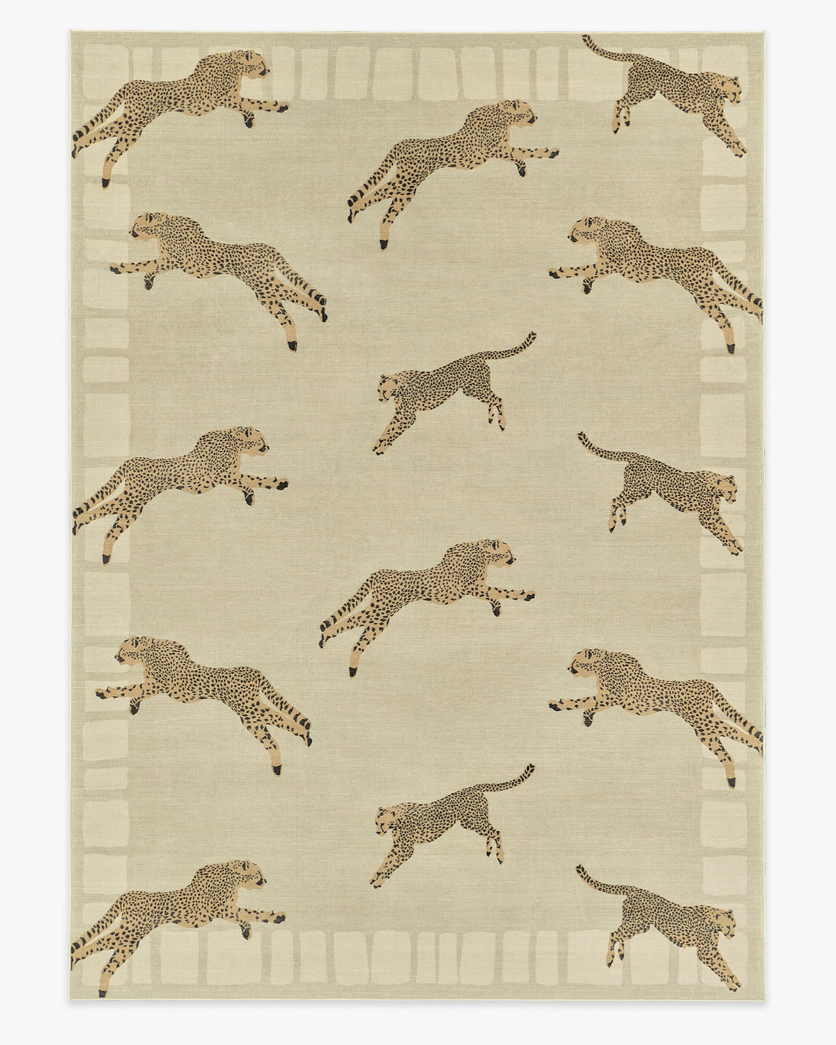 Leaping Cheetah — Halı, Kum, AREA, beyaz zemin, 10x14