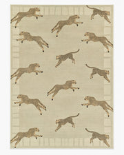 Leaping Cheetah — Halı, Kum, AREA, beyaz zemin, 10x14