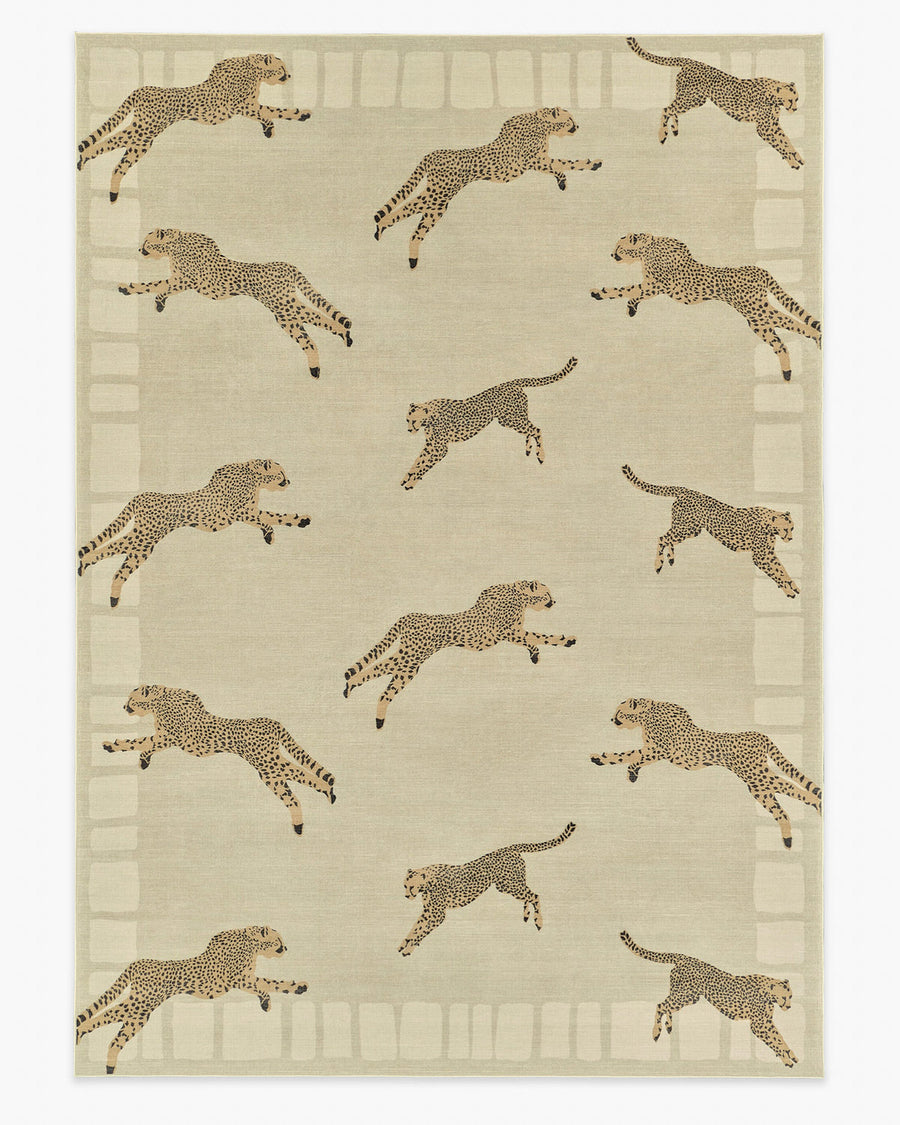 Leaping Cheetah — Halı, Kum, AREA, beyaz zemin, 10x14