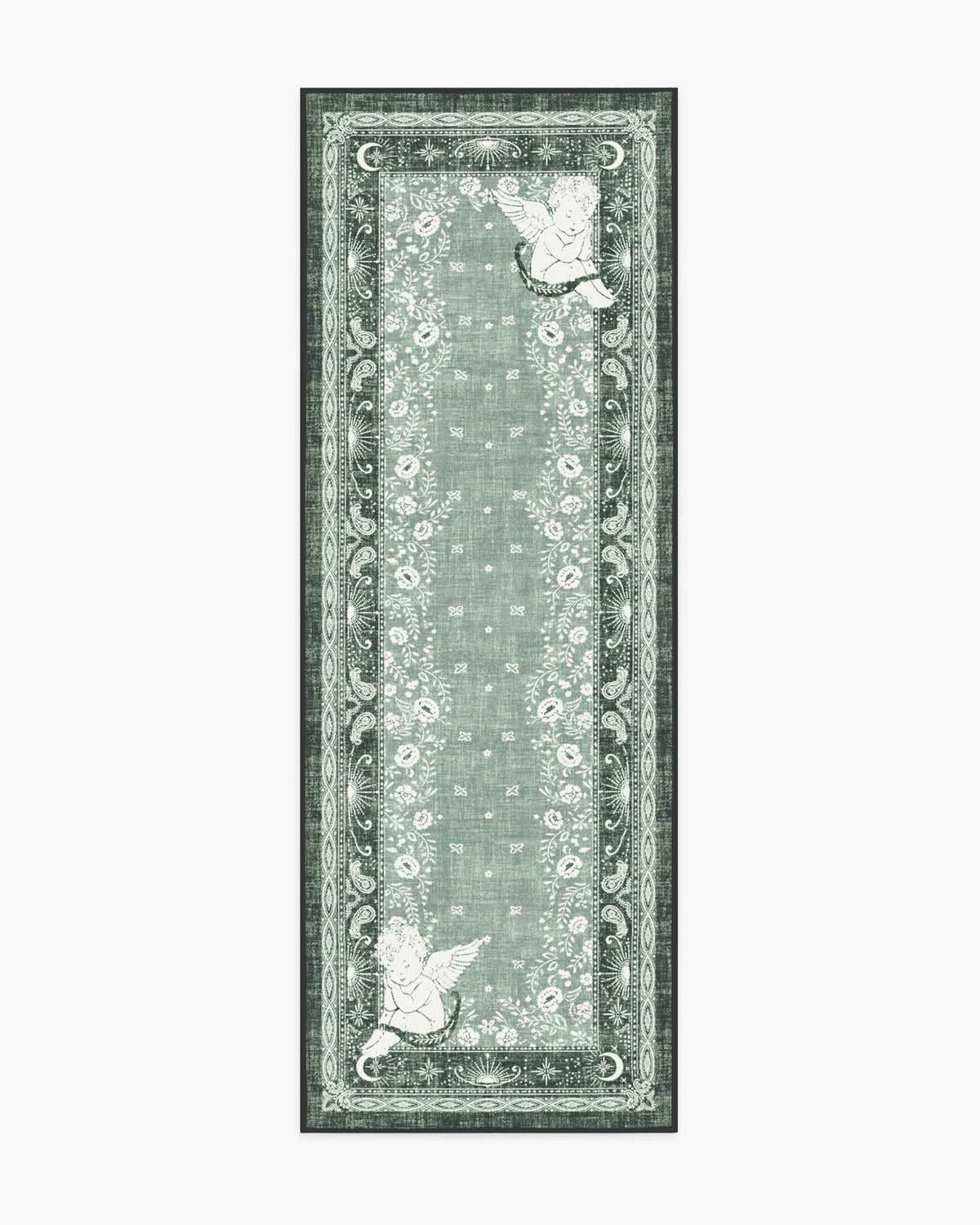 Humbertos Bandana — Halı, Yeşil, RUNNER, beyaz zemin, 2x7
