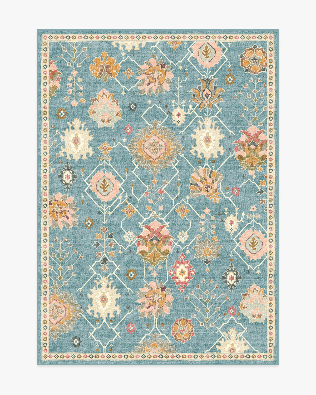 Samara — Halı, Mavi, AREA, beyaz zemin, 5x7