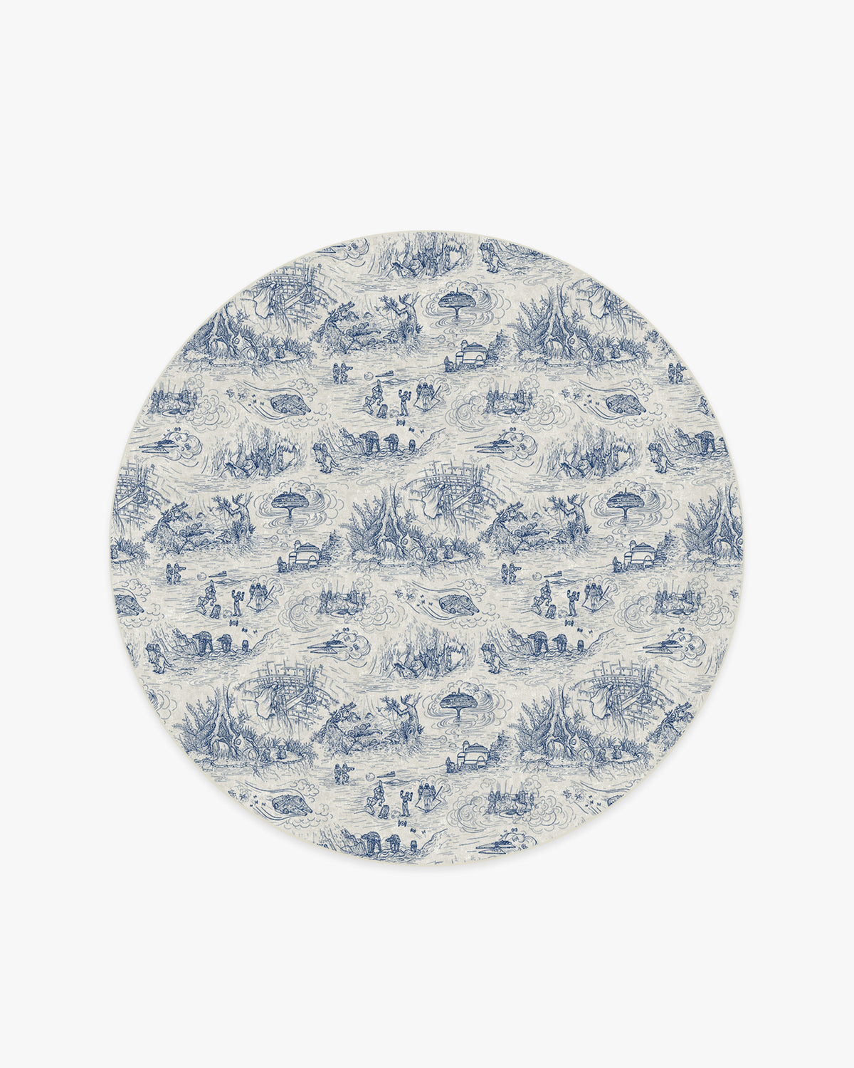 Toile — Halı, Mavi, ROUND, beyaz zemin, 6R
