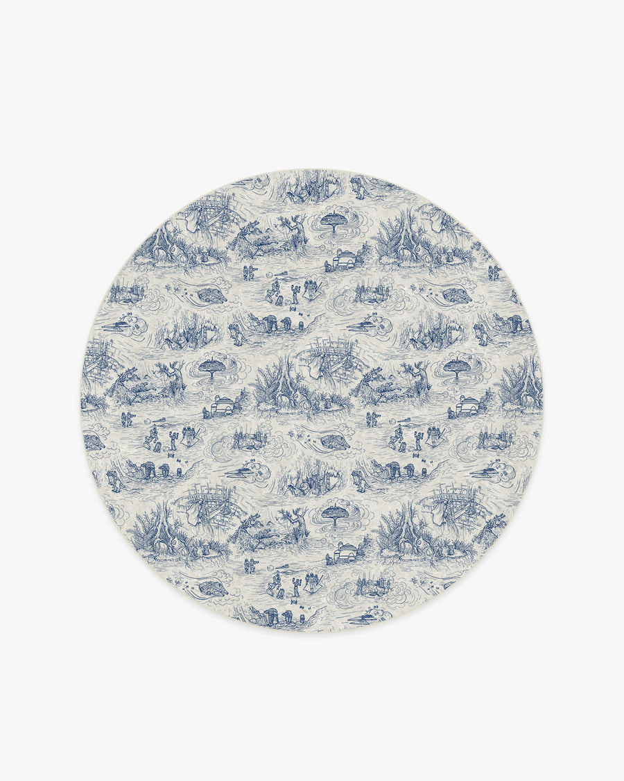 Toile — Halı, Mavi, ROUND, beyaz zemin, 6R