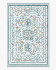 Twin Bunny Border — Halı, Mavi, AREA, beyaz zemin, 6x9