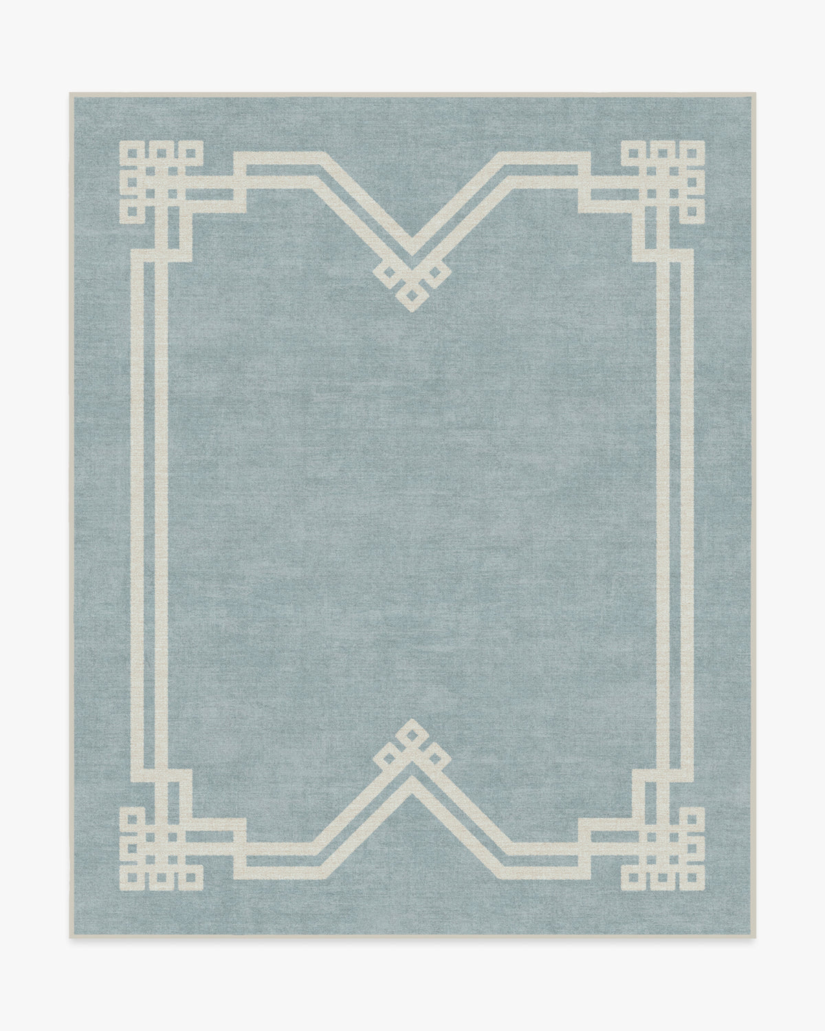 Chrysler Border Chambray — Halı, Mavi, AREA, beyaz zemin, 8x10
