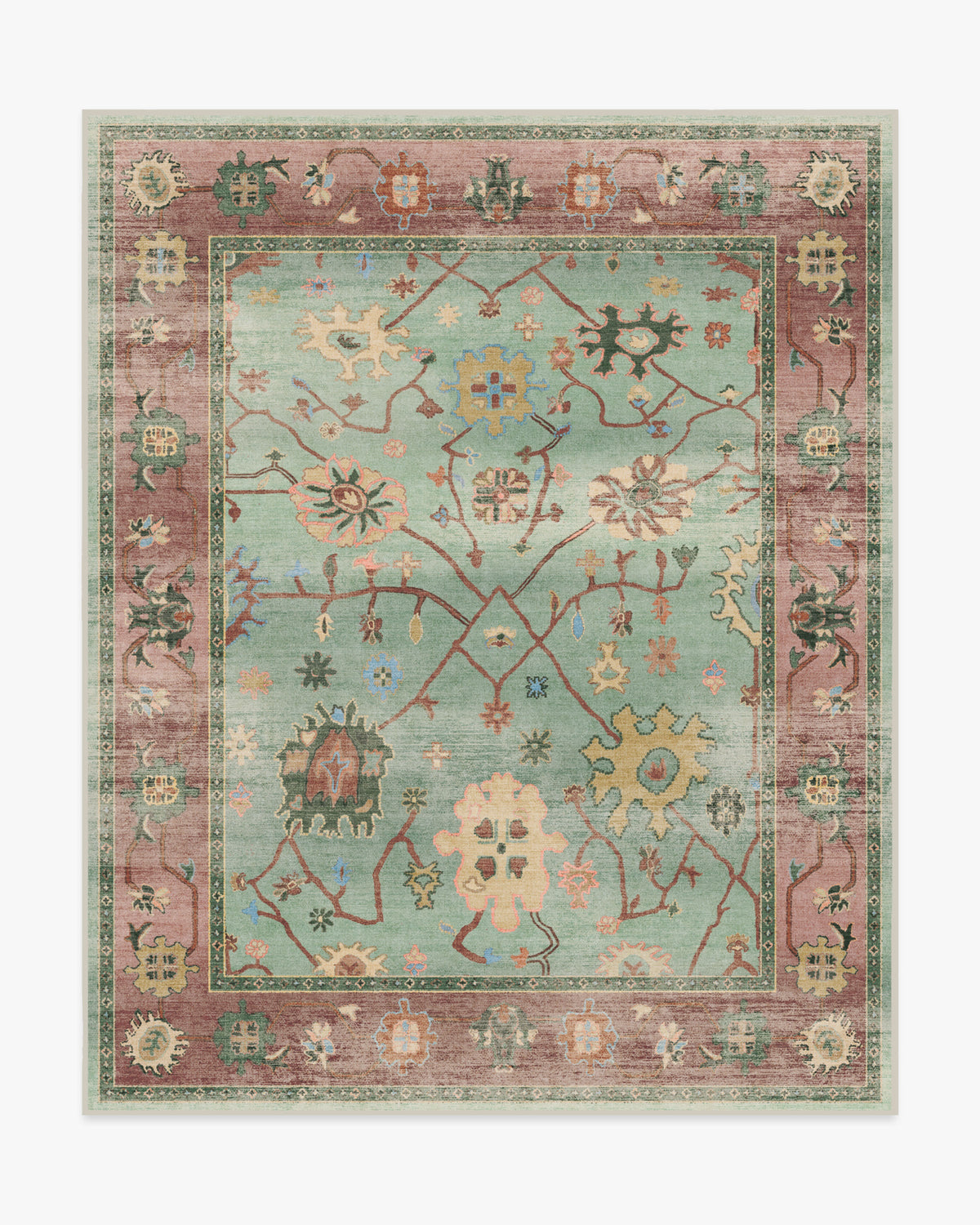 Jemima — Halı, Adaçayı Yeşil ve Kırmızı, AREA, beyaz zemin, 8x10