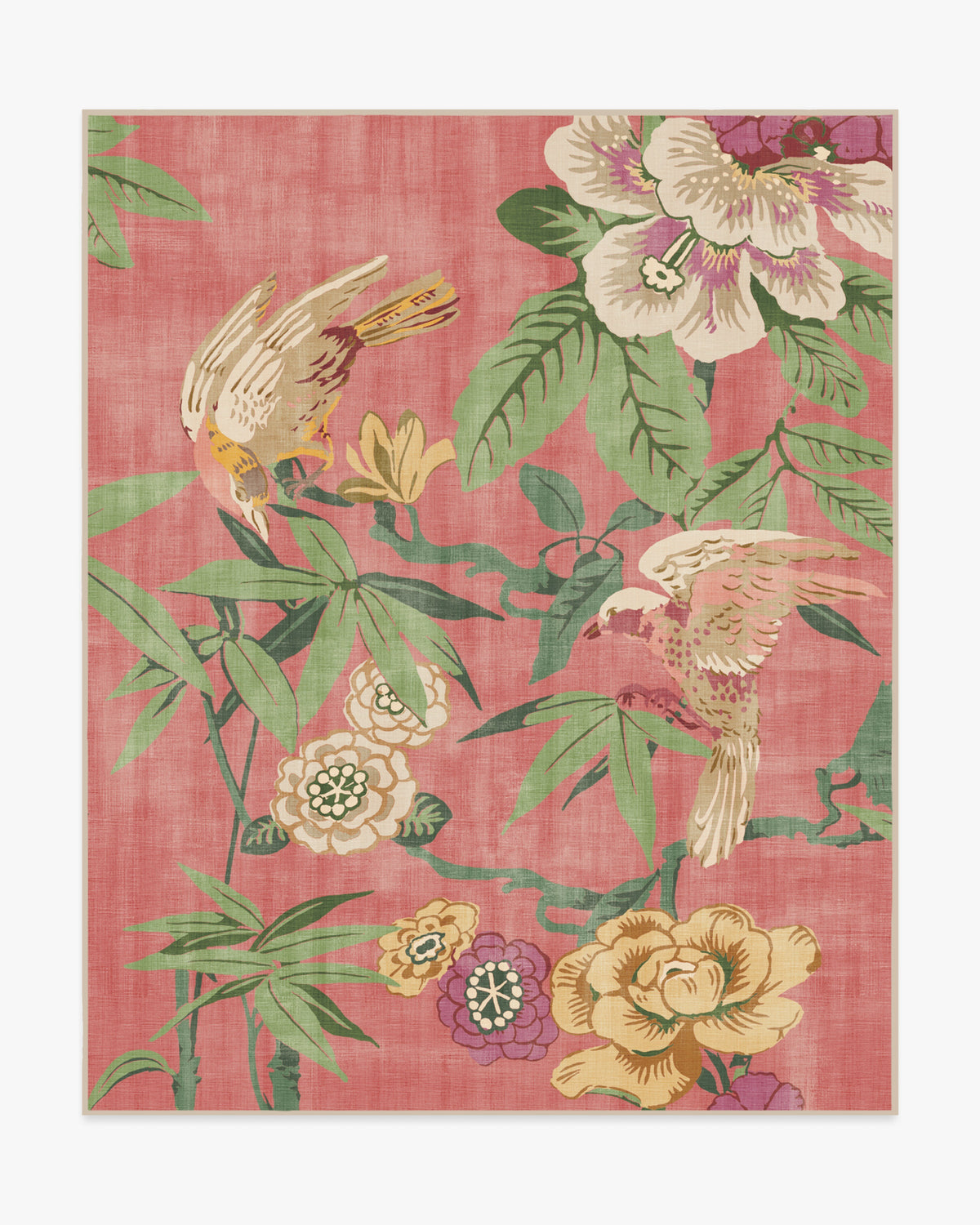 Bamboo Bird — Halı, Blossom Pembe, AREA, beyaz zemin, 8x10