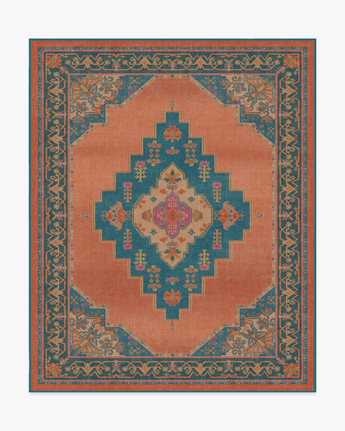 Sunset Bazaar Tropic — Halı, Mercan, AREA, beyaz zemin, 8x10