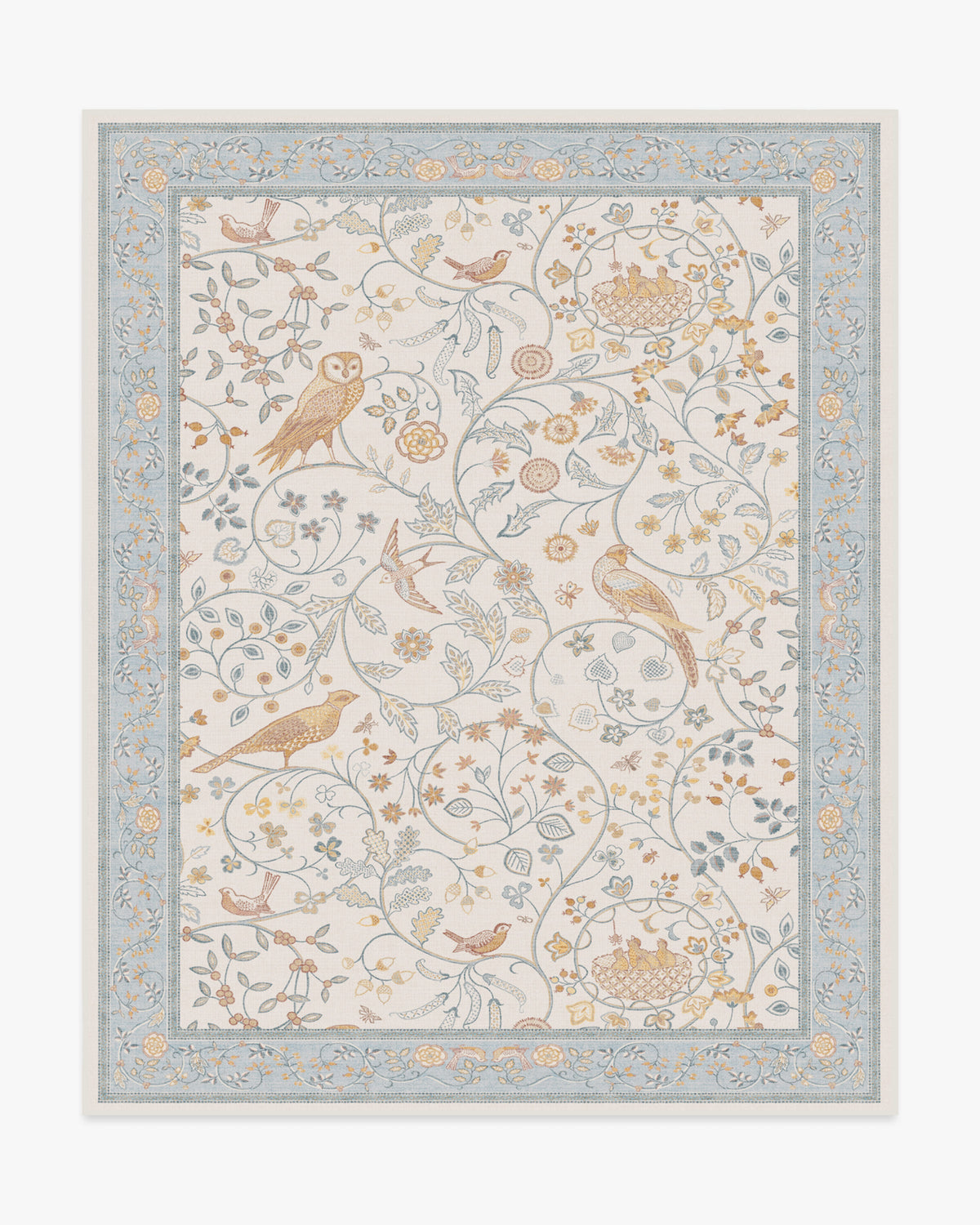 Morris And Co Newill — Halı, Fildişi Mavisi, AREA, beyaz zemin, 8x10