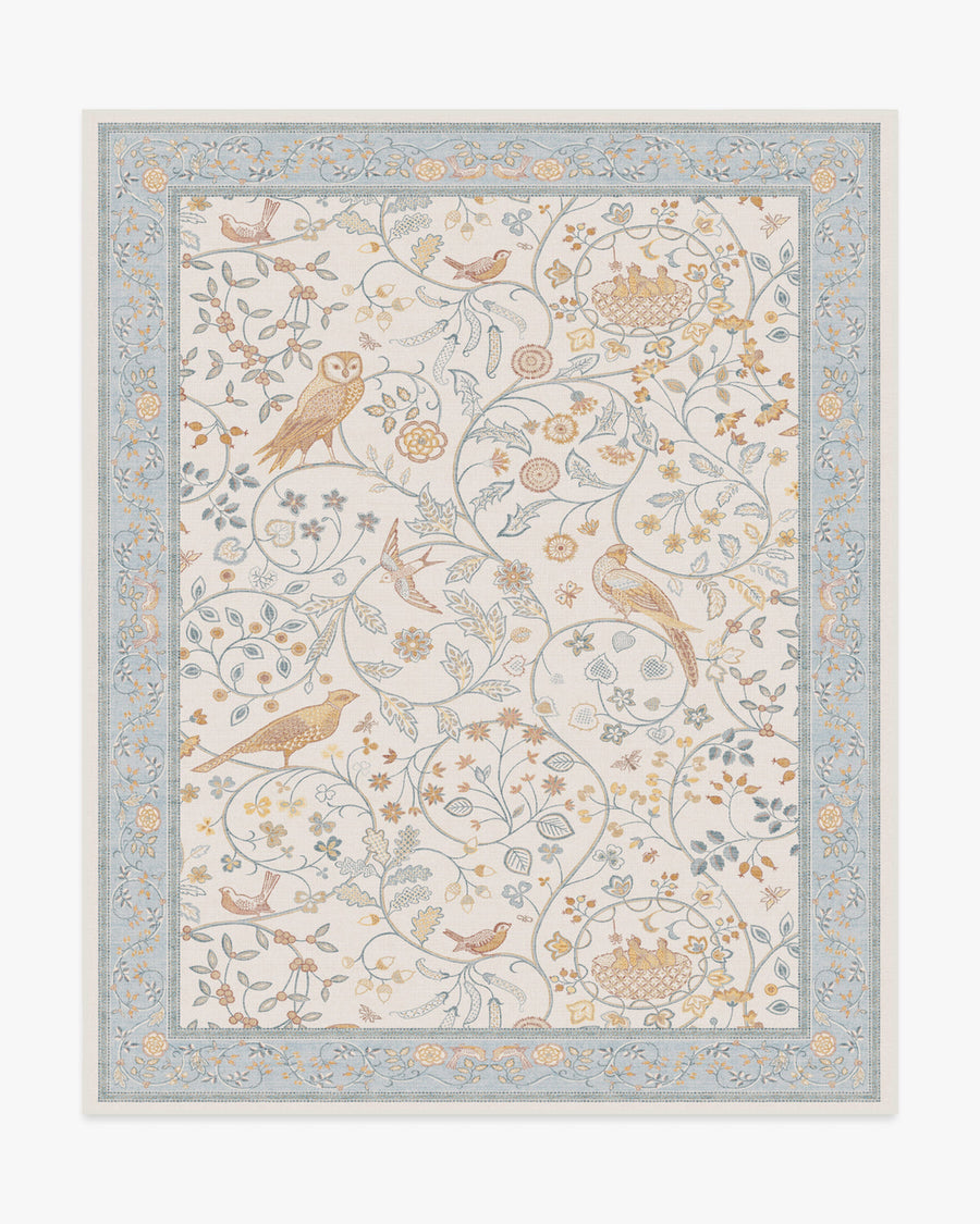 Morris And Co Newill — Halı, Fildişi Mavisi, AREA, beyaz zemin, 8x10