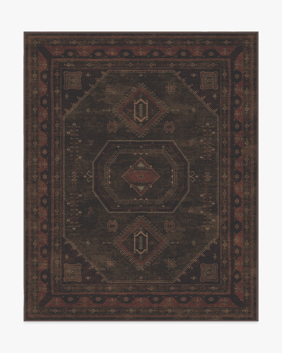 Shira — Halı, Bordeaux Kahverengi, AREA, beyaz zemin, 8x10