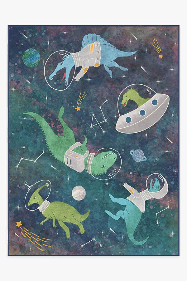 Dinosaurs In Space — Halı, Yeşil, AREA, beyaz zemin, 9x12