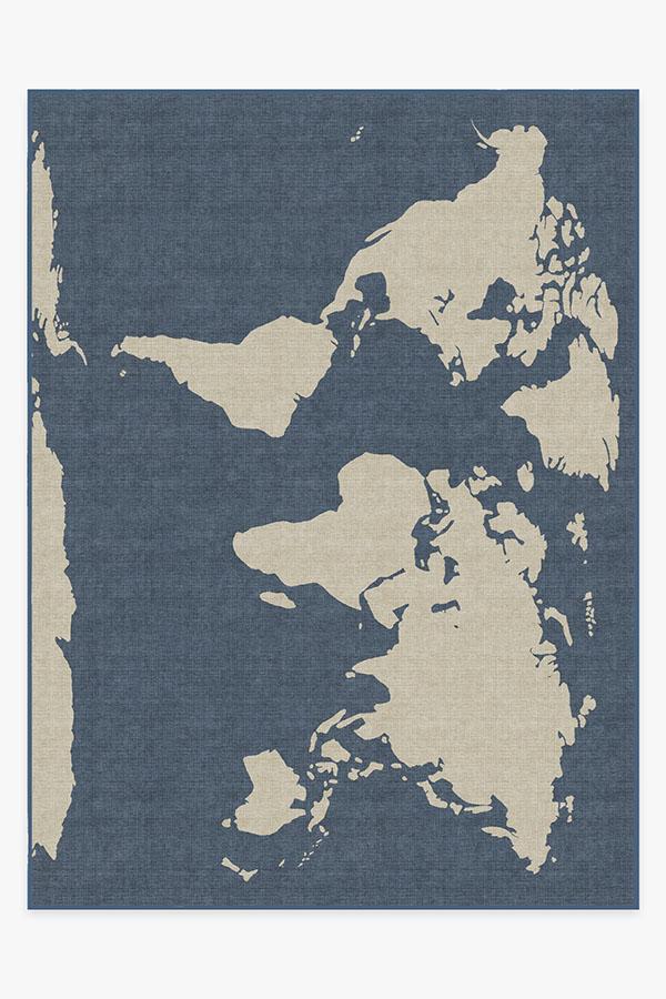 World Map — Halı, Mavi, AREA, beyaz zemin, 9x12