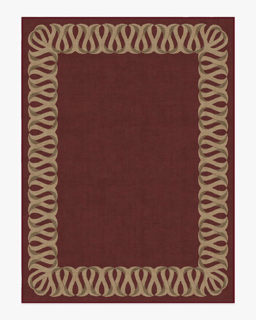 Ribbon Border — Halı, Kırmızı Doğal, AREA, beyaz zemin, 9x12