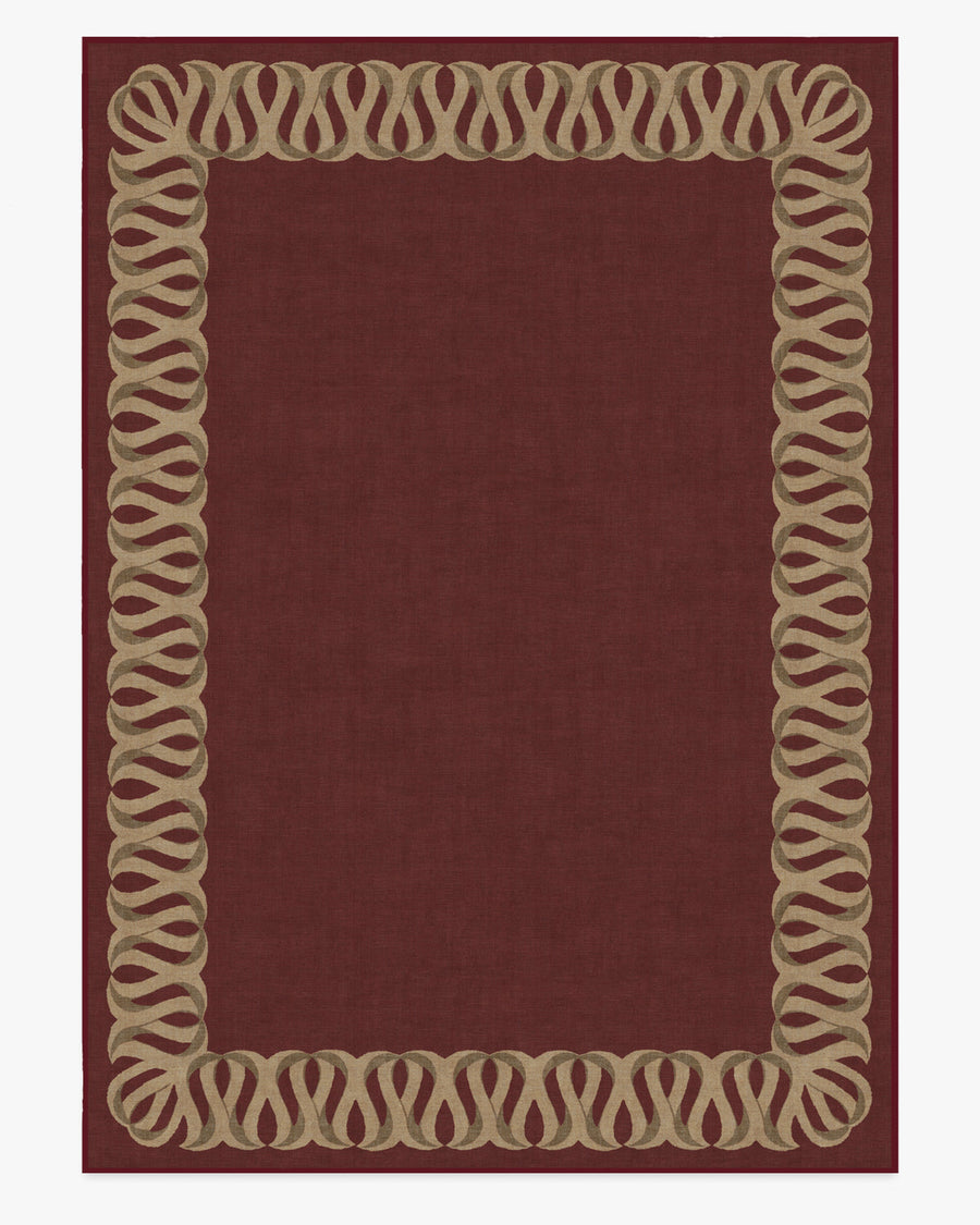 Ribbon Border — Halı, Kırmızı Doğal, AREA, beyaz zemin, 10x14