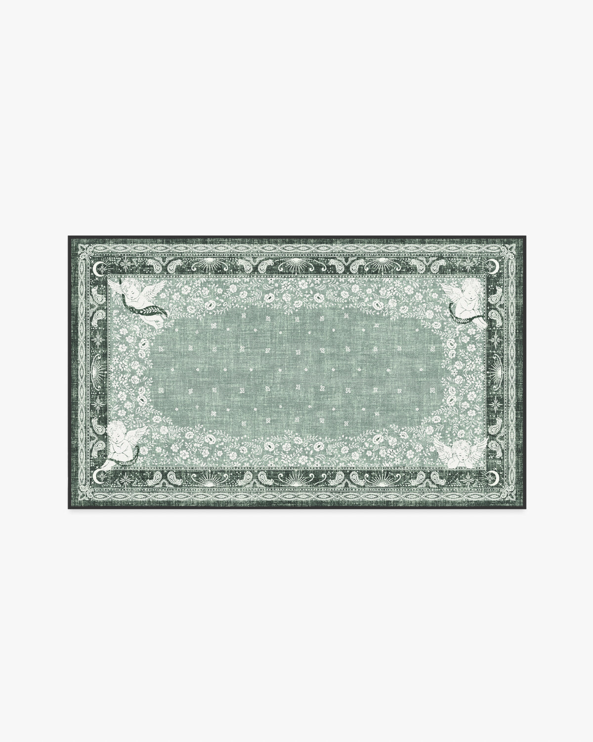 Humbertos Bandana — Halı, Yeşil, AREA, beyaz zemin, 3x5