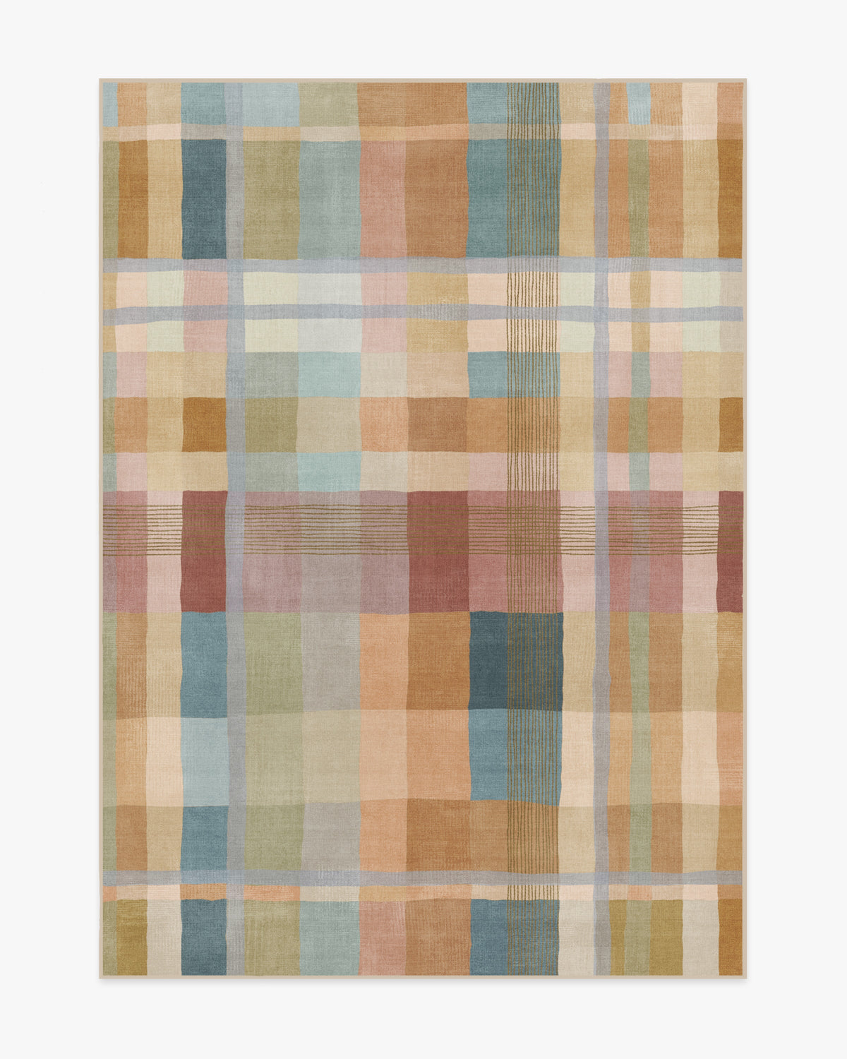 Margot Plaid — Halı, Toprak Sarısı Çok Renkli, AREA, beyaz zemin, 5x7