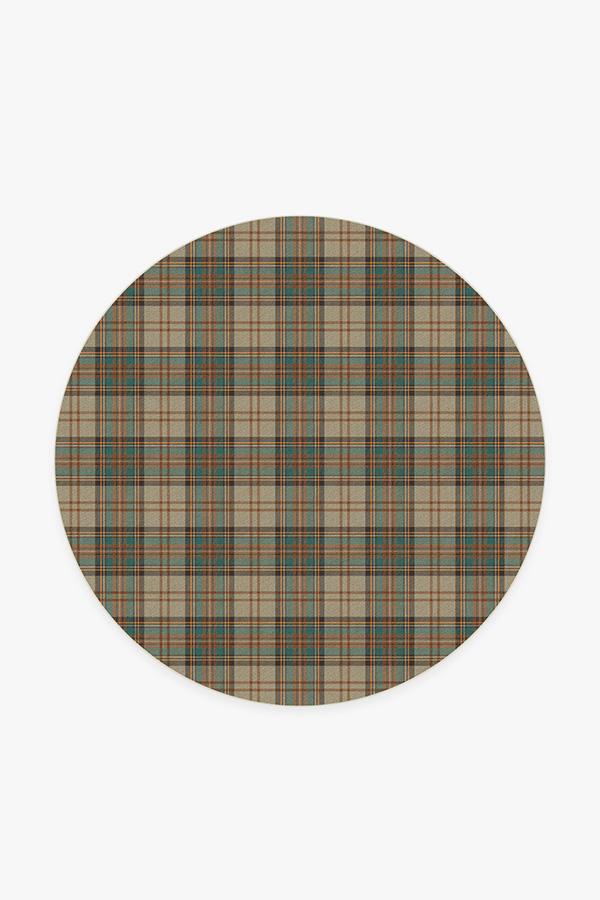Dress Stewart Tartan — Halı, Haki, ROUND, beyaz zemin, 6R